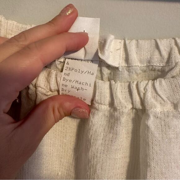 Vintage CP SHADES Cream White Metallic Linen Tiered Maxi Skirt XL - Picture 7 of 12